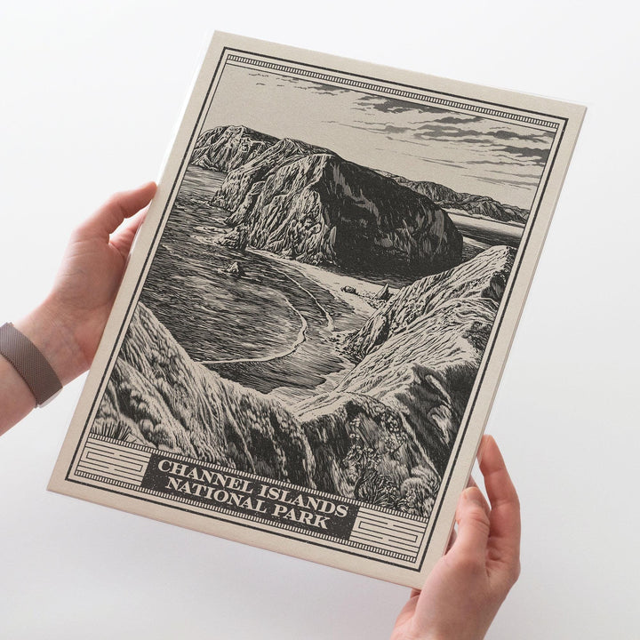 Channel Islands National Park Lithograph Style Print - Vintage California archival matte fine art print. Santa Cruz Santa Rosa Island Gift