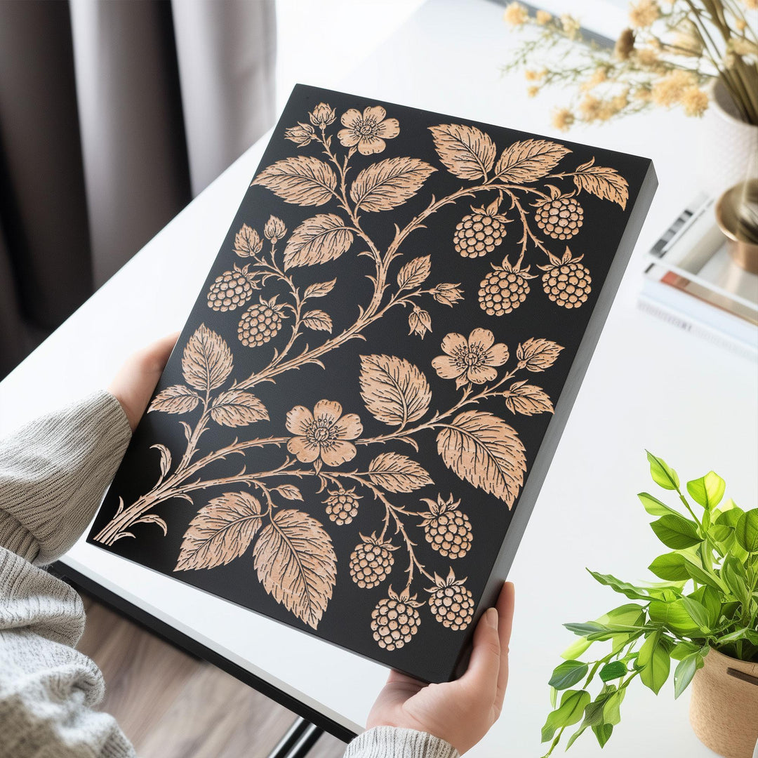 Berry &amp; Bramble Engraved Birch Art Panel