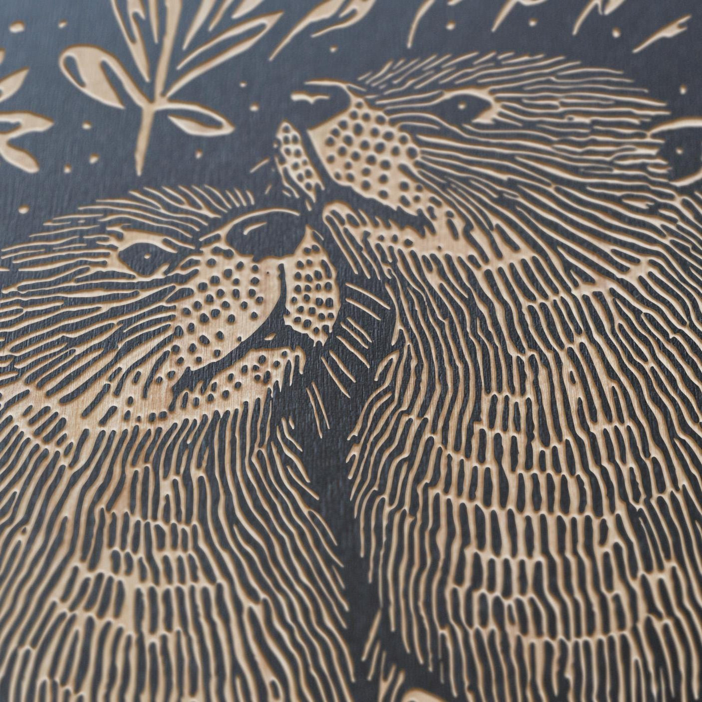 Otters Engraved Birch Wood Panel