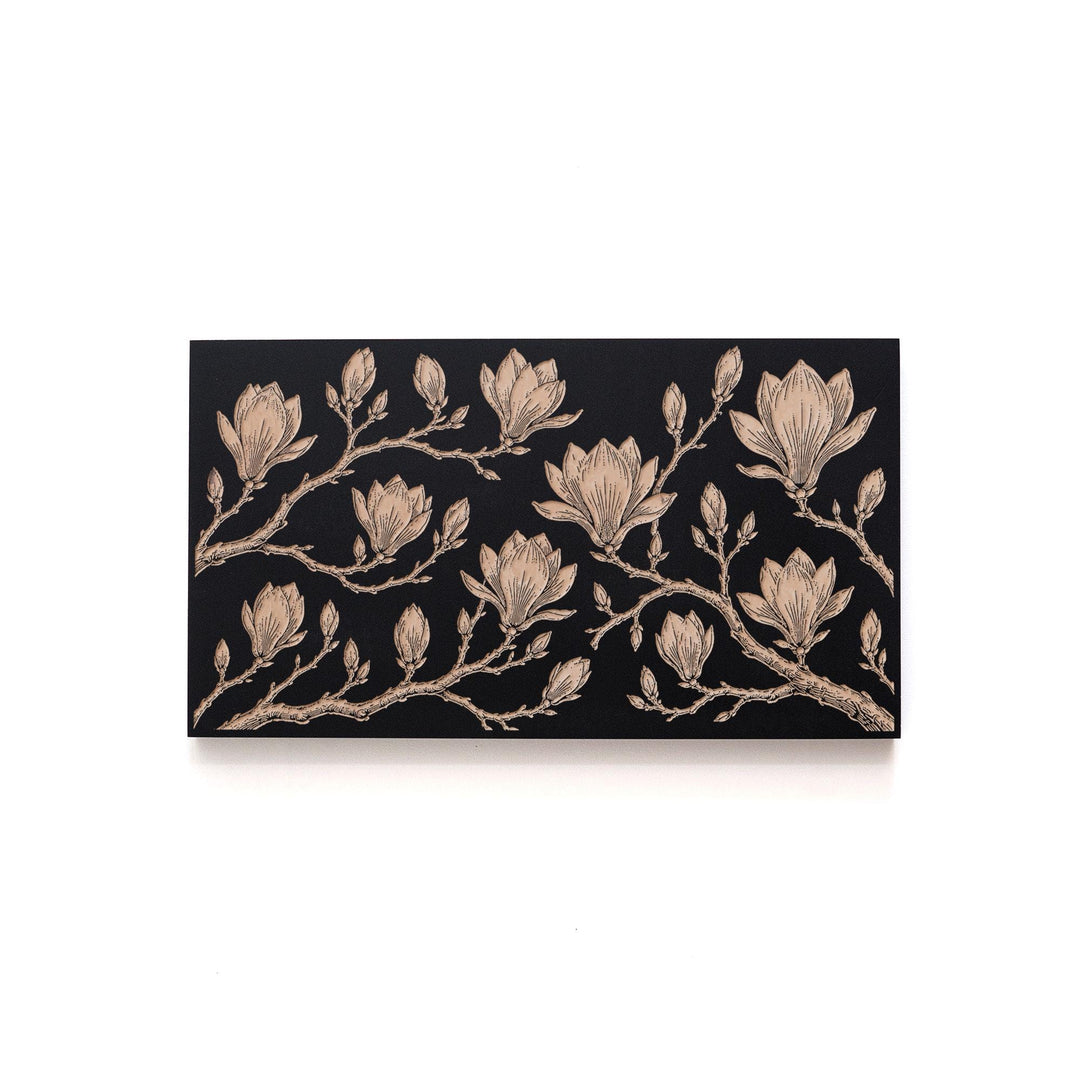 Japanese Magnolia Blossoms Engraved Birch Art Panel