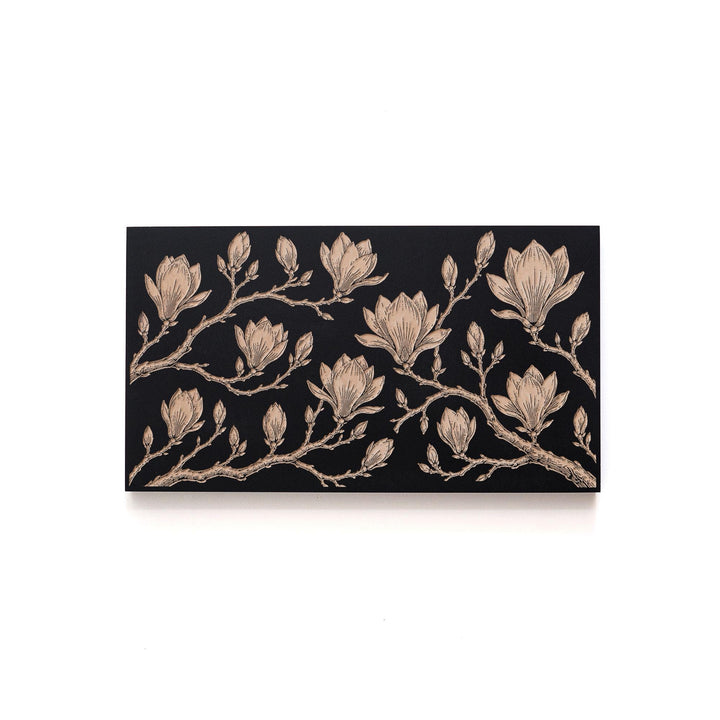 Japanese Magnolia Blossoms Engraved Birch Art Panel