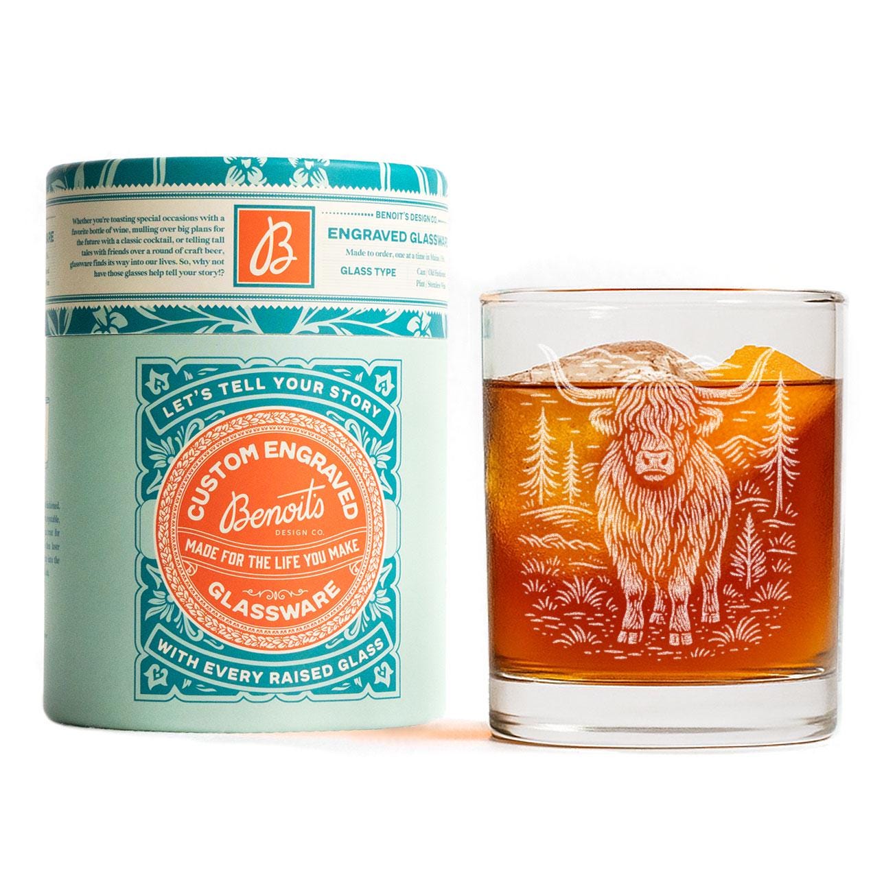 Shetland Highland Cow Glass