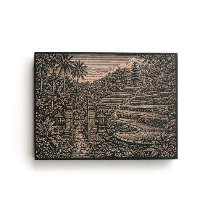Bali Rice Terrace Engraved Birch Art Panel