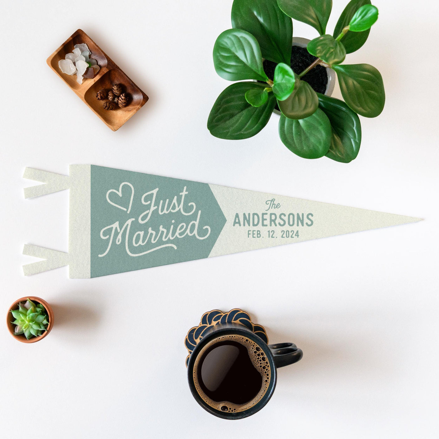 Custom Just Married Wedding Sign Felt Pennant