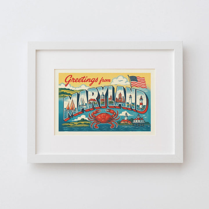 Maryland Postcard Art Print