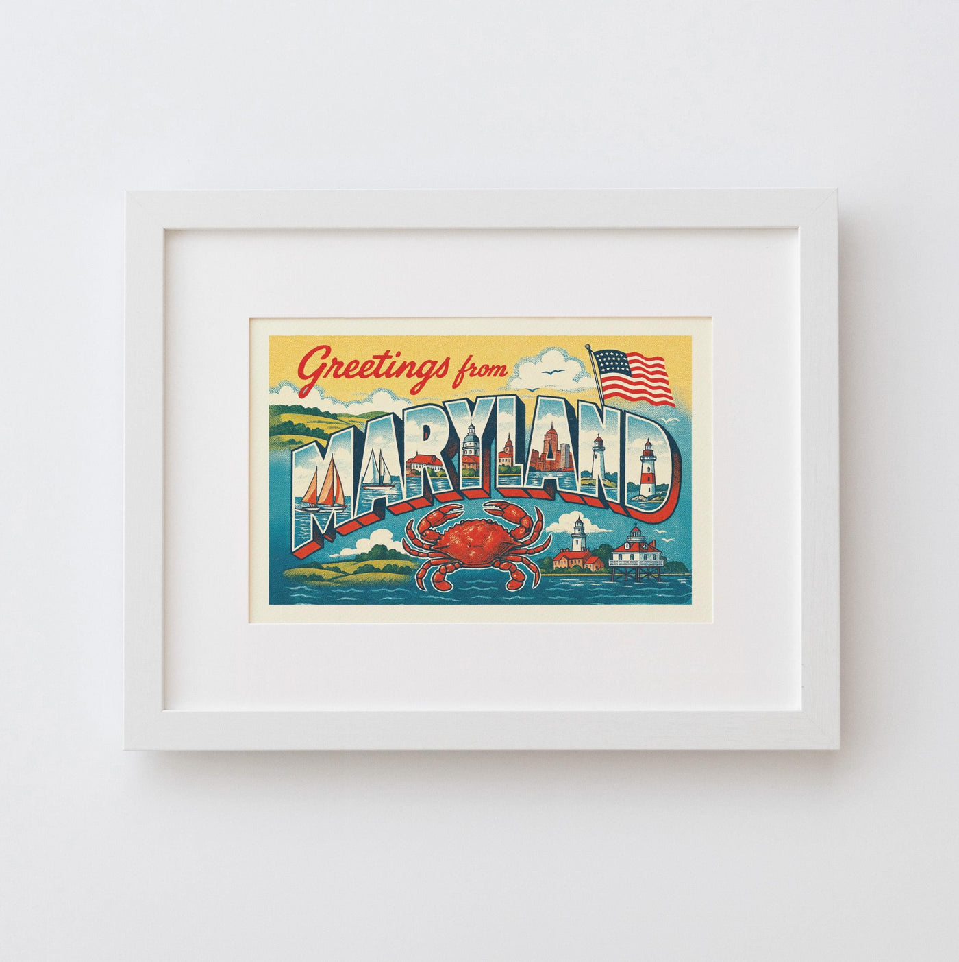 Maryland Postcard Art Print