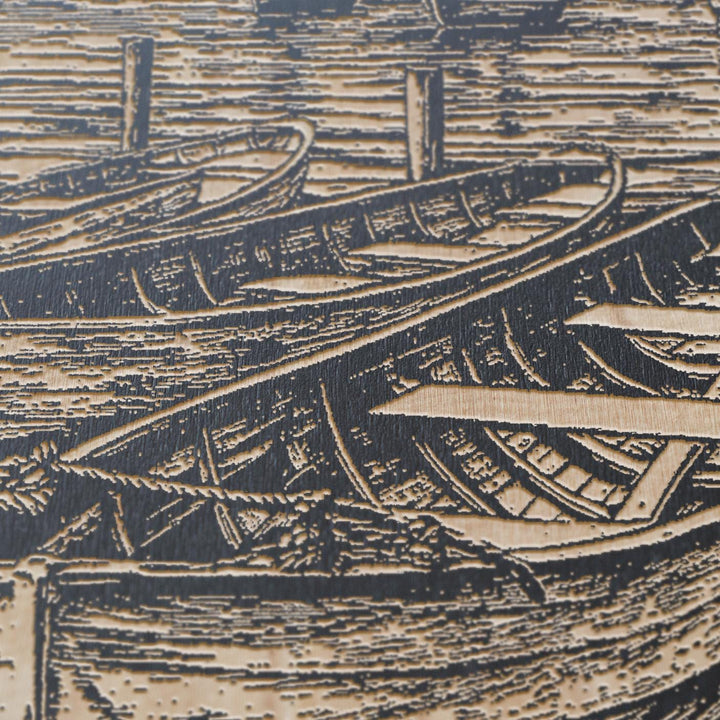 Row Boat Engraved Illustration