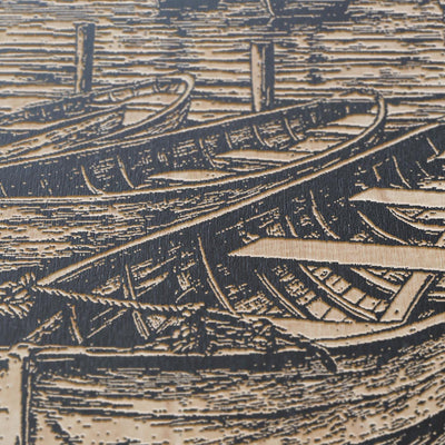Wooden Row Boat in Marina Wall Art