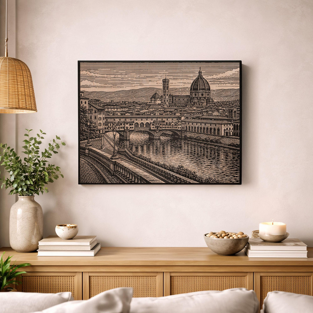 Florence Italy Engraved Birch Art Panel