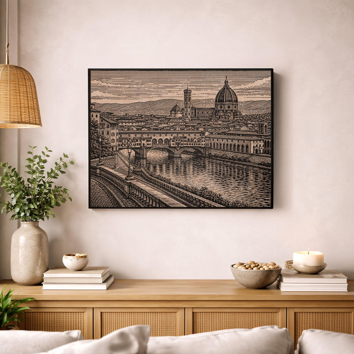 Florence Italy Engraved Birch Art Panel