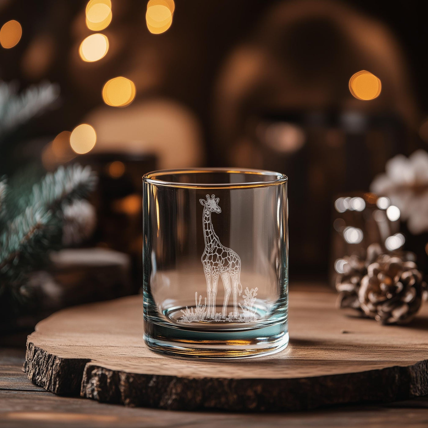 Giraffe Glasses | Personalized Safari Whiskey, Wine & Beer Etched Glassware Gift, African Wildlife Themed Drinkware, Memorable Trip Gift.