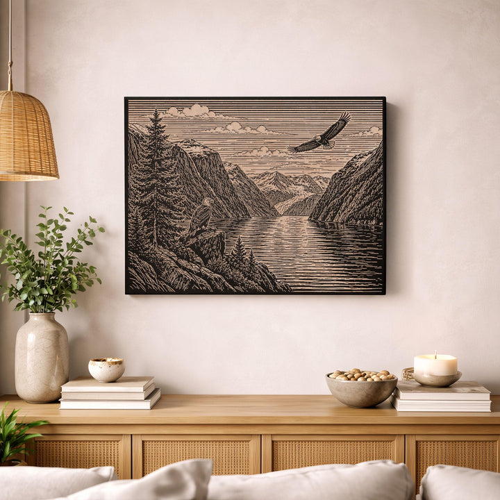 Alaska Fjord Engraved Birch Art Panel
