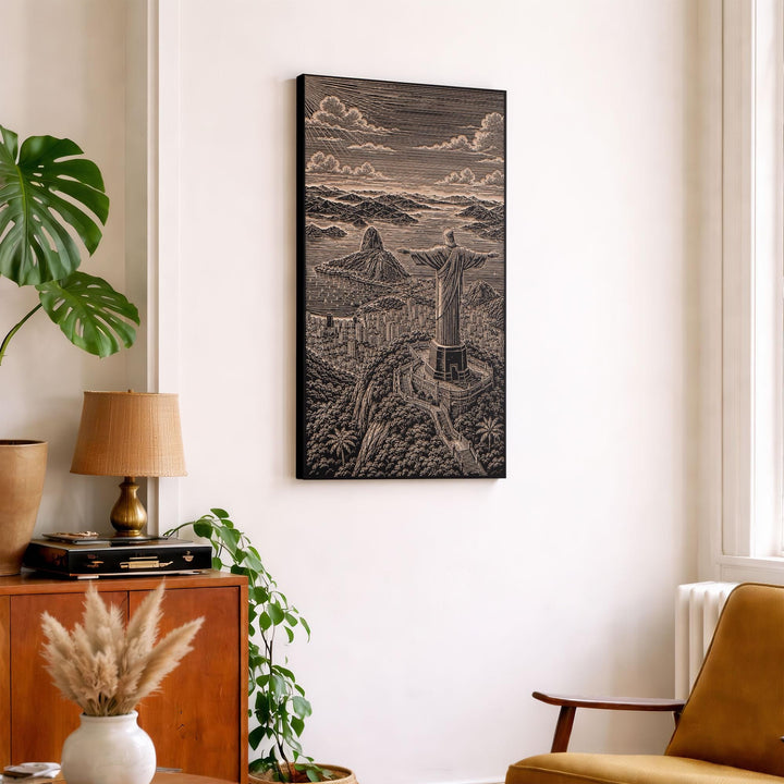 Rio de Janeiro Christ the Redeemer Engraved Birch Art Panel