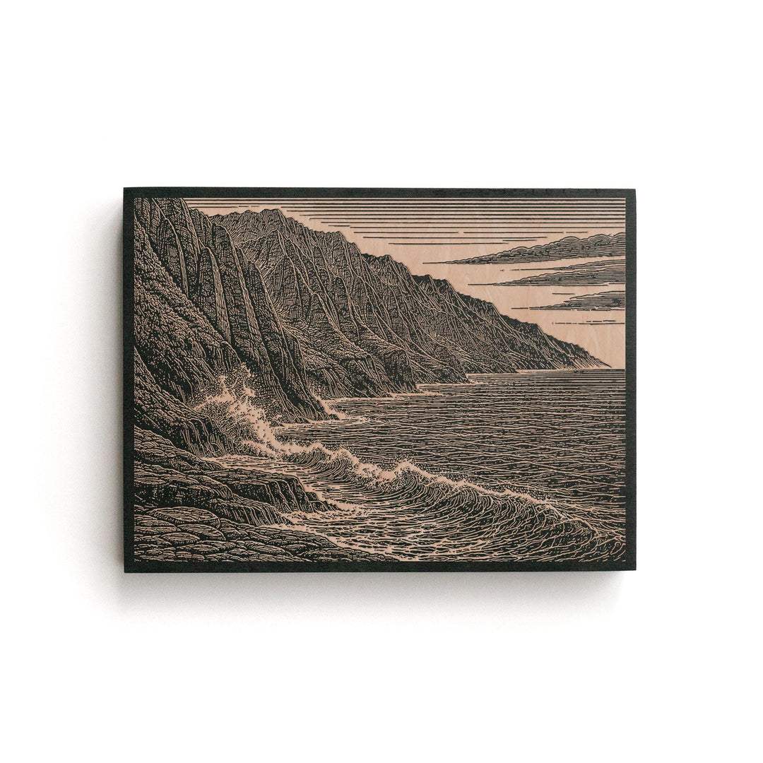 Na Pali Coast Hawaii Engraved Birch Art Panel