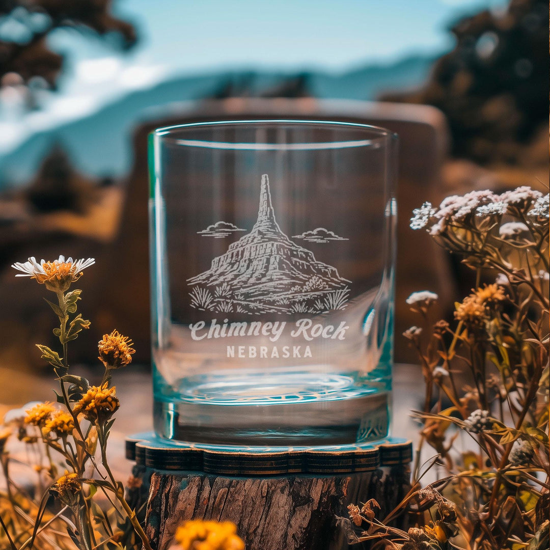 Chimney Rock Nebraska Engraved Glass