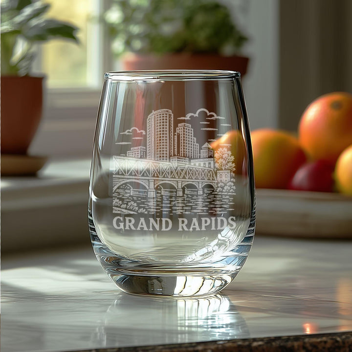 Grand Rapids Michigan Engraved Glass