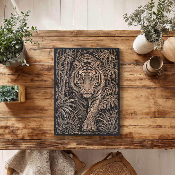 Tiger Engraved Birch Art Panel