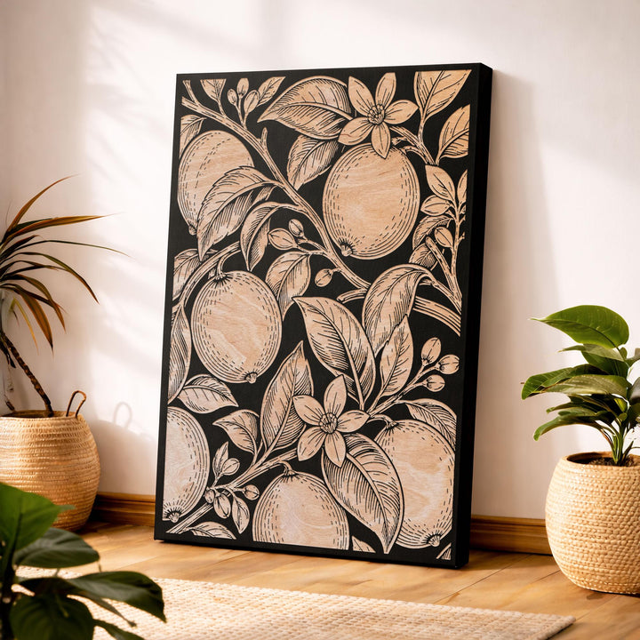 Lemon Branch Engraved Birch Art Panel