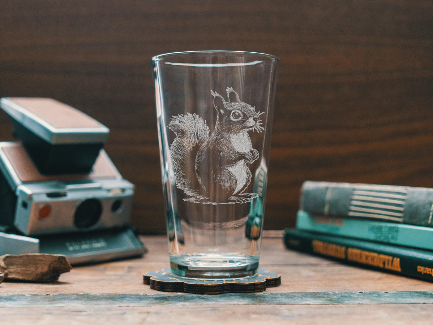 Squirrel Glasses | Woodland Animal Personalized Whiskey, Wine & Beer Glassware, Animal Drinkware, Forest Themed Decor, Cute Whimsical Gift