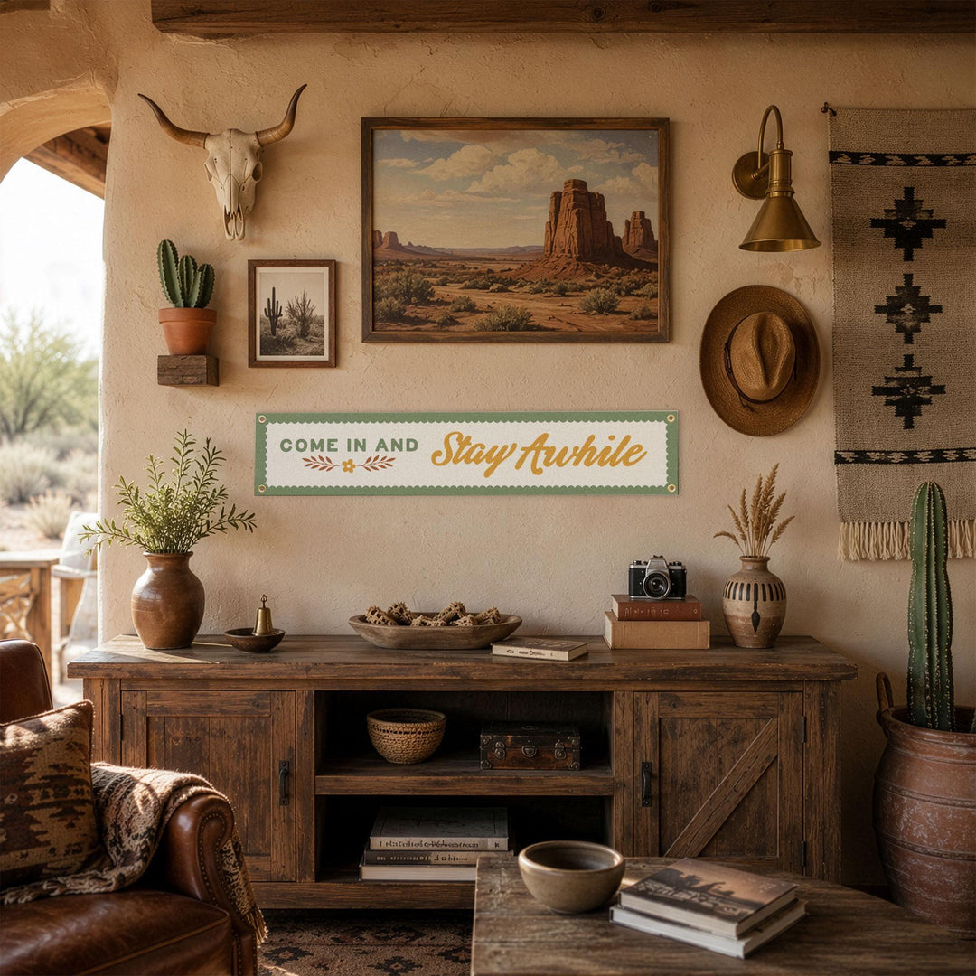 Come In and Stay Awhile Felt Banner