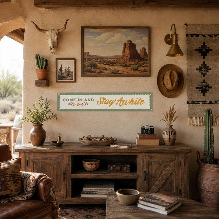 Come In and Stay Awhile Felt Banner