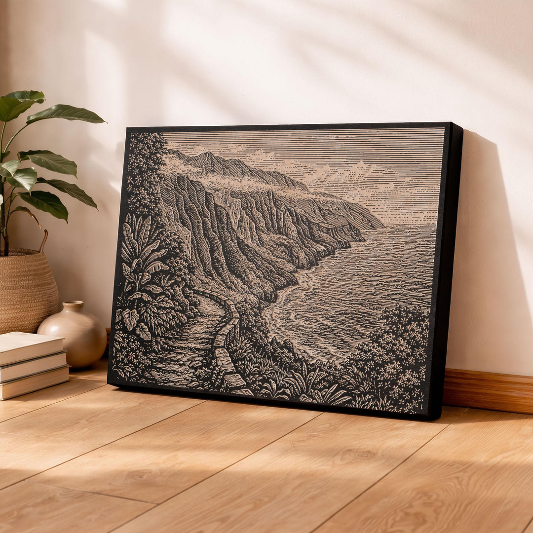 Kauai Na Pali Coast Engraved Birch Art Panel