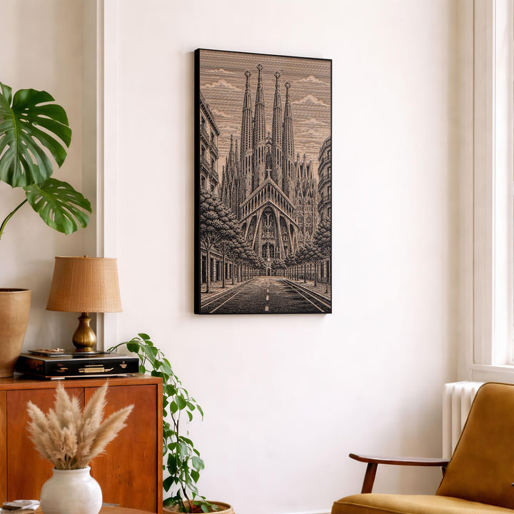Barcelona Sagrada Família Engraved Birch Art Panel