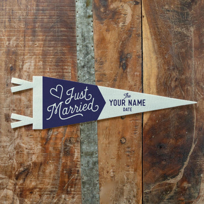 Custom Just Married Wedding Sign Felt Pennant