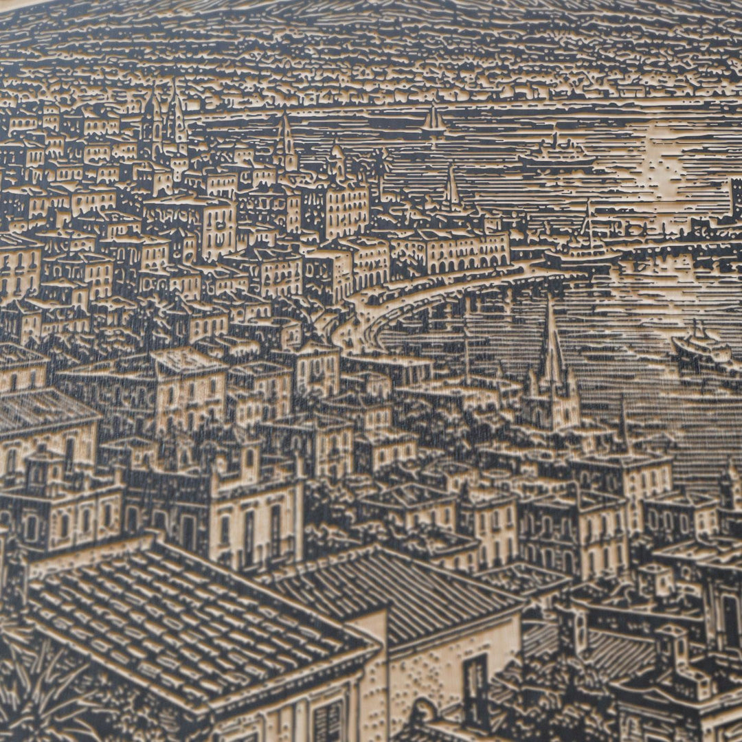 Naples Italy Engraved Birch Art Panel