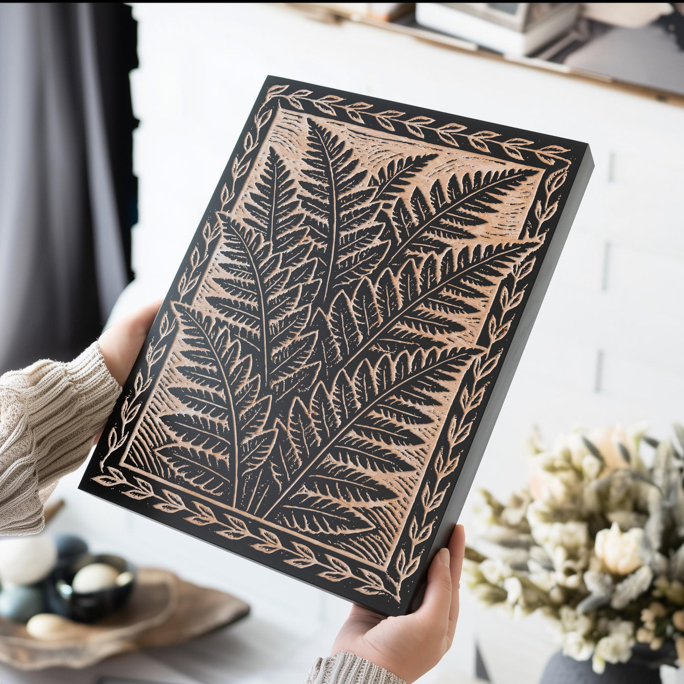 Fern Engraved Birch Illustration