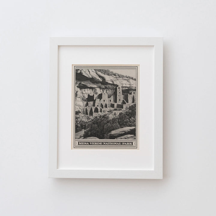 Mesa Verde National Park Lithograph Style Print - Vintage Colorado archival matte fine art print. Puebloan cliff dwellings. Western Gift