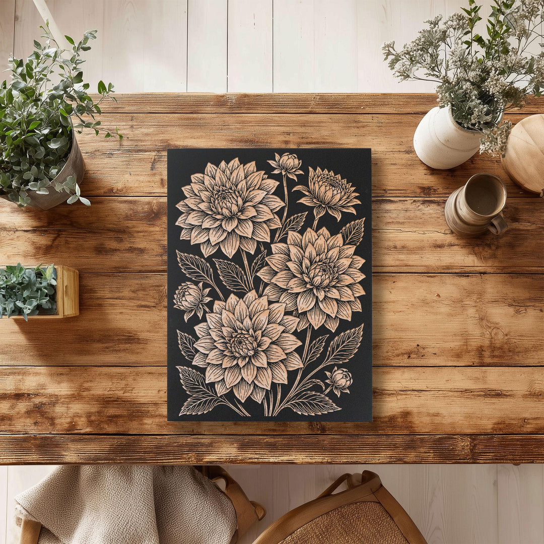 Dahlia Engraved Birch Art Panel