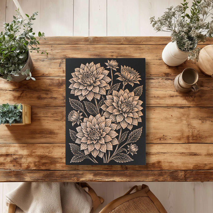 Dahlia Engraved Birch Art Panel