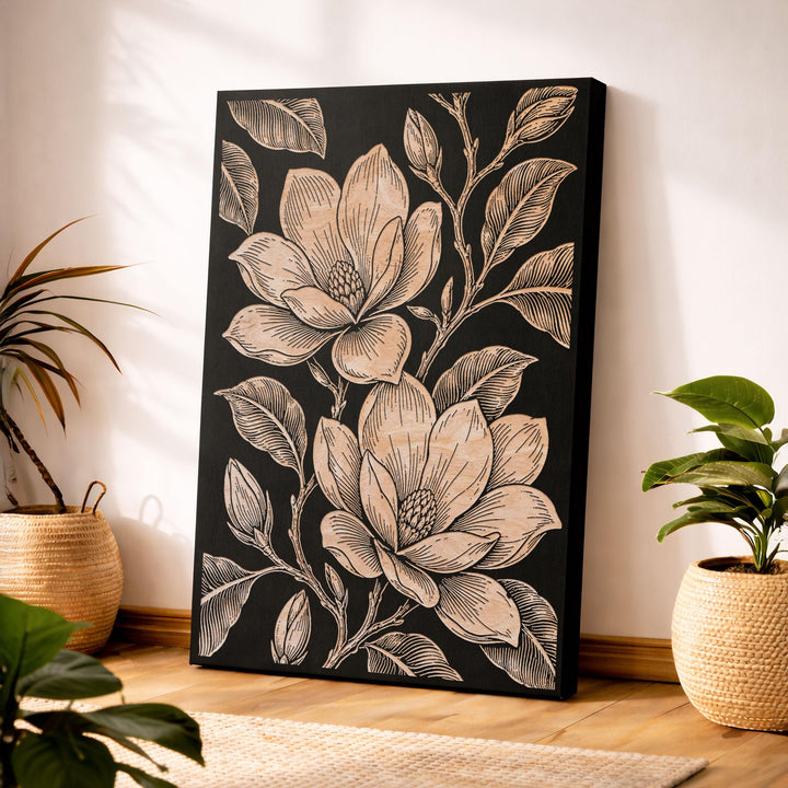 Magnolia Blossom Engraved Birch Art Panel