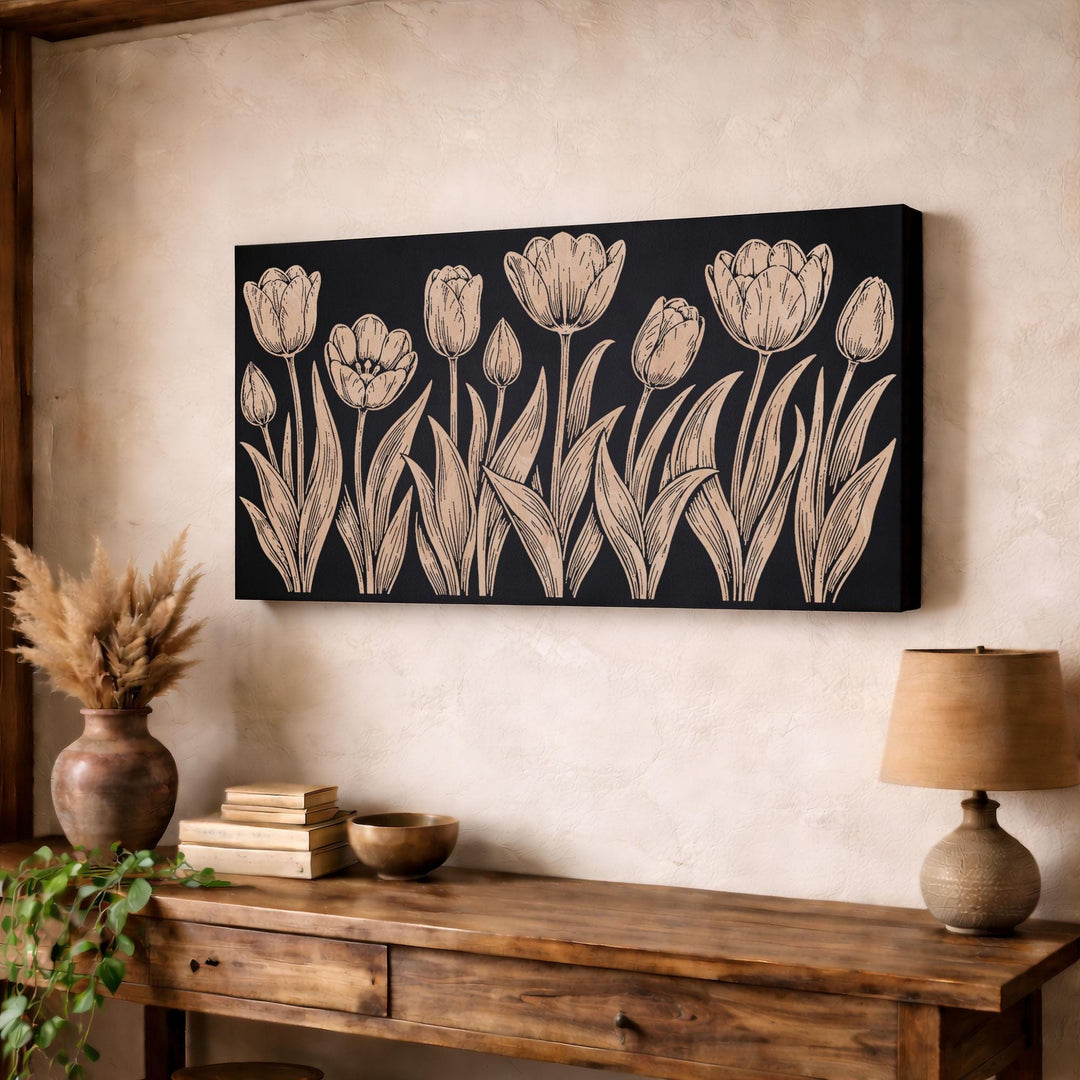 Tulips Engraved Birch Art Panel