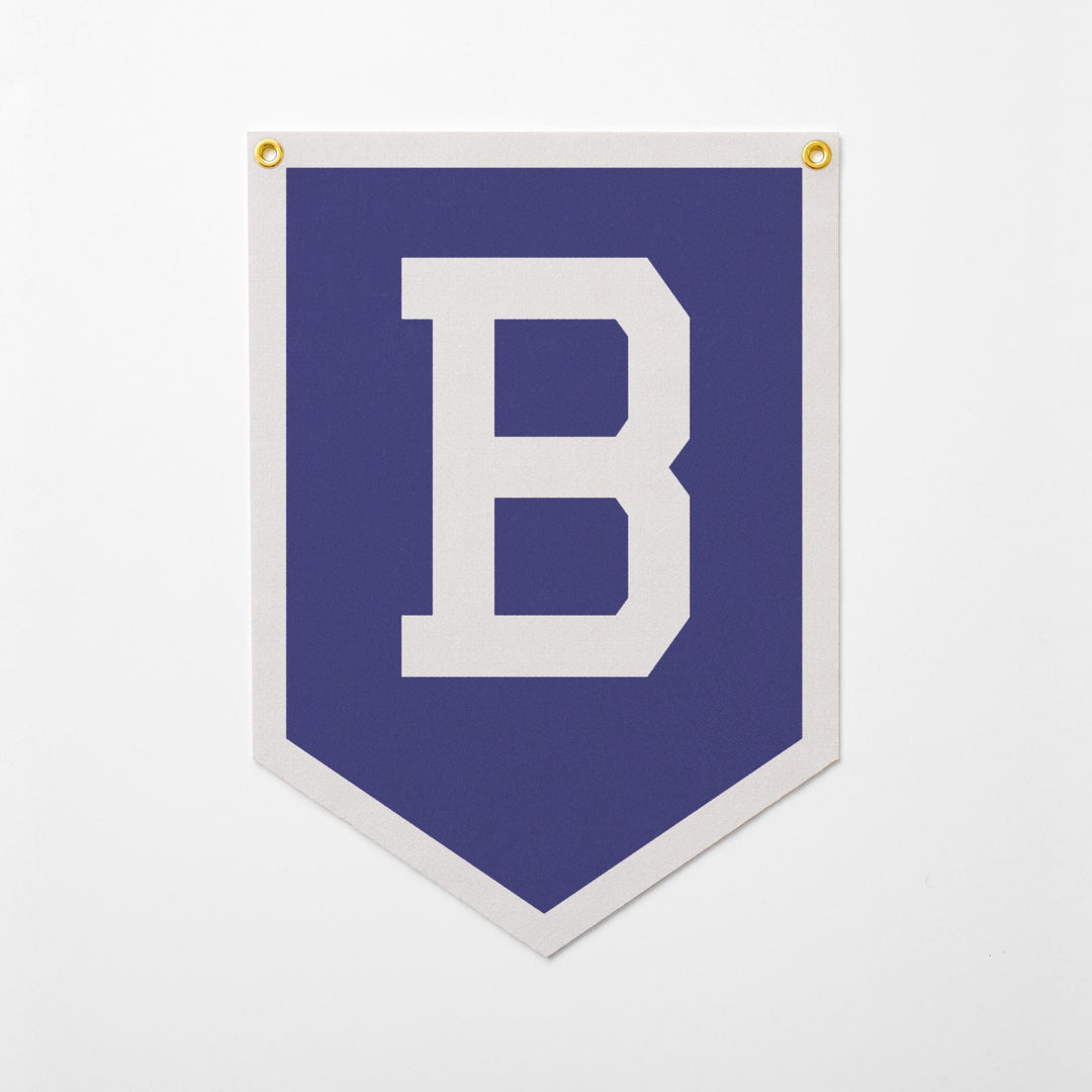 A large blue banner with a white letter &amp;quot;B&amp;quot; on it.
