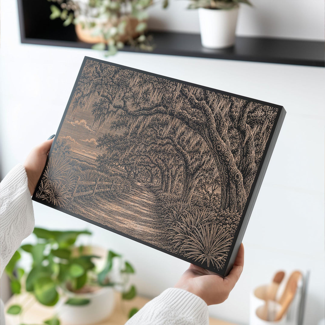 Hilton Head Live Oak Engraved Birch Art Panel