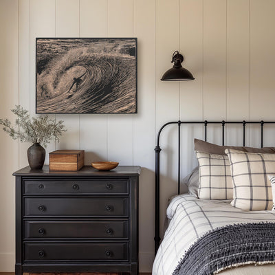 Surfer in a Barrel Wave Scene Wall Art