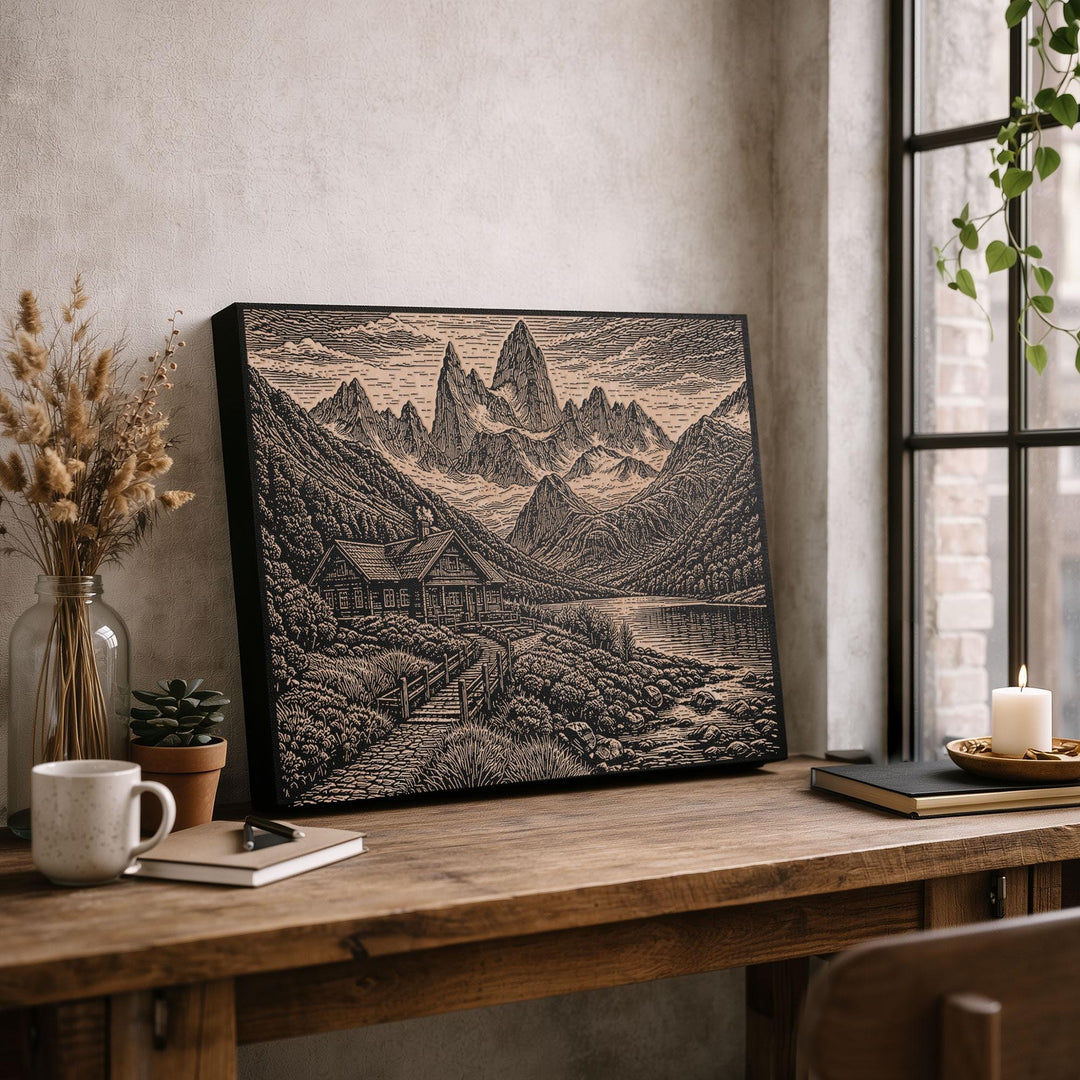 Patagonia Trekking Lodge Engraved Birch Art Panel