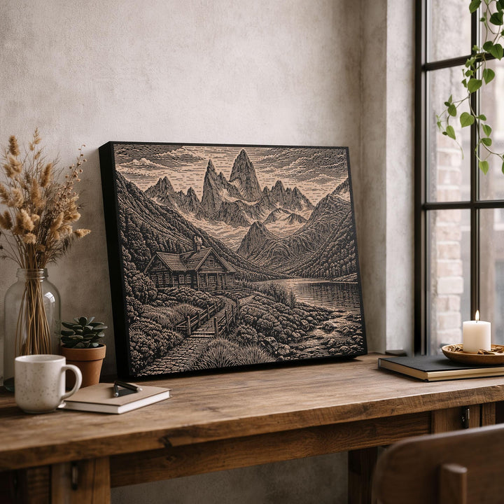 Patagonia Trekking Lodge Engraved Birch Art Panel