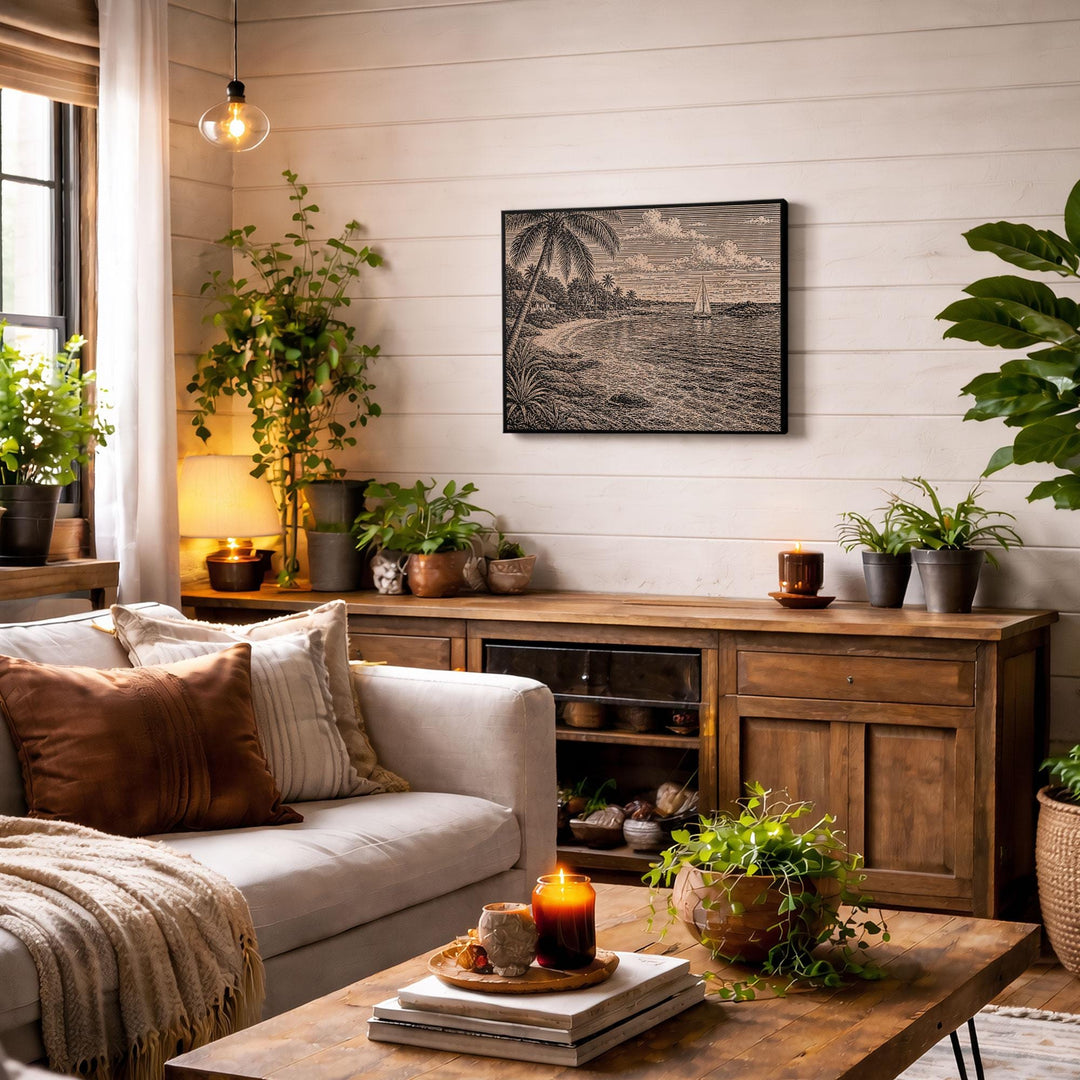Cayman Islands Cove Engraved Birch Art Panel