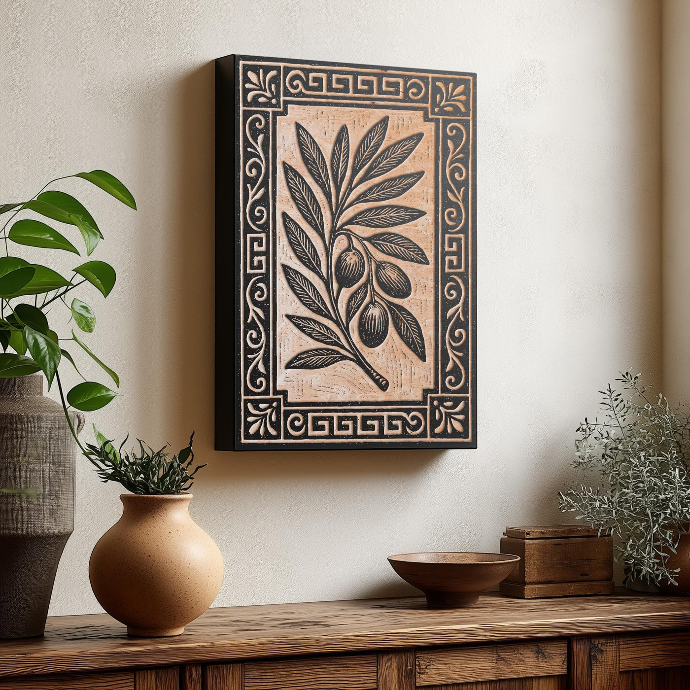 Olive Branch Engraved Birch Illustration