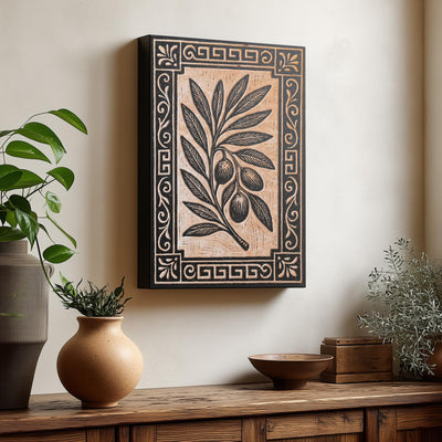 Olive Branch Engraved Birch Illustration