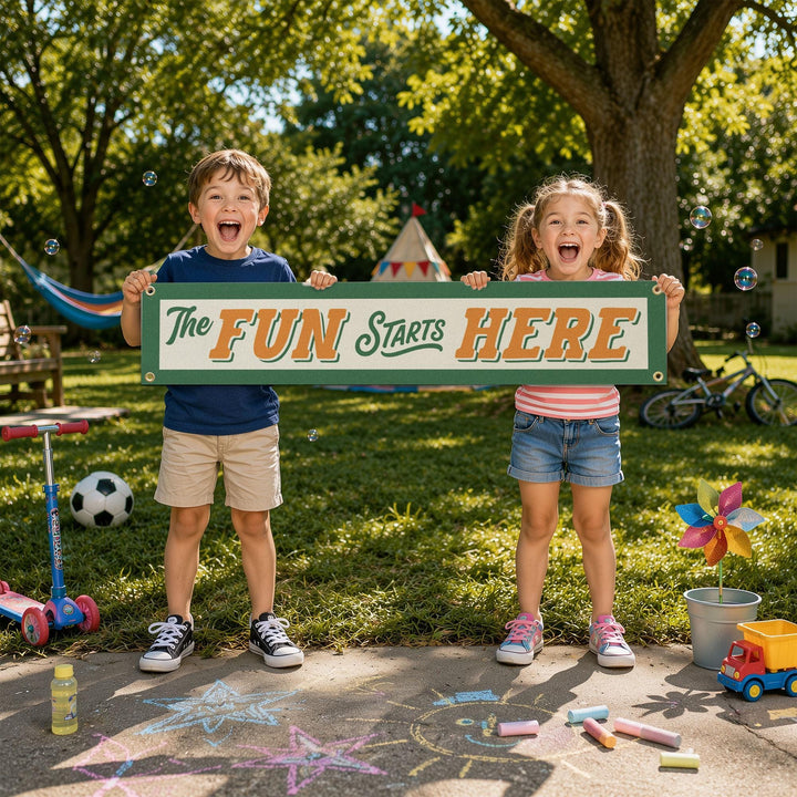 The Fun Starts Here Felt Banner