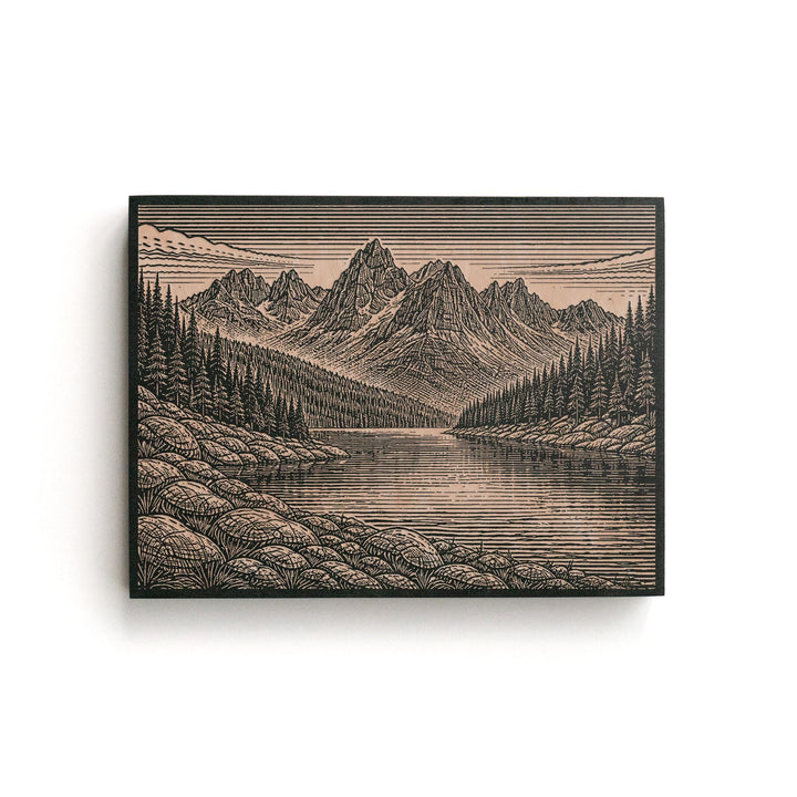 Sawtooth Range Idaho Engraved Birch Art Panel