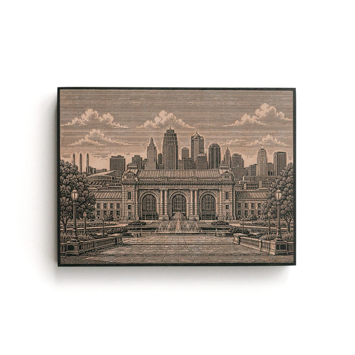 Kansas City Union Station Engraved Birch Art Panel