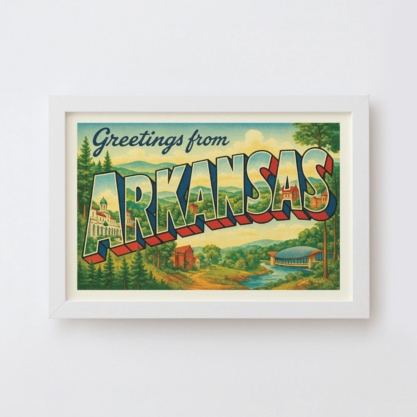 Arkansas Postcard Art Print