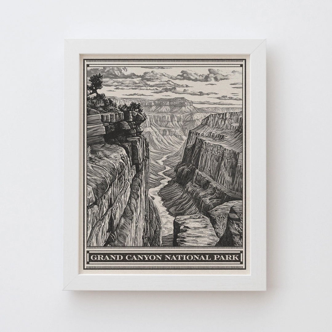Grand Canyon Tuweep Northern Rim National Park Lithograph - Vintage Arizona poster design, archival matte fine art print. Outdoorsy Gift.