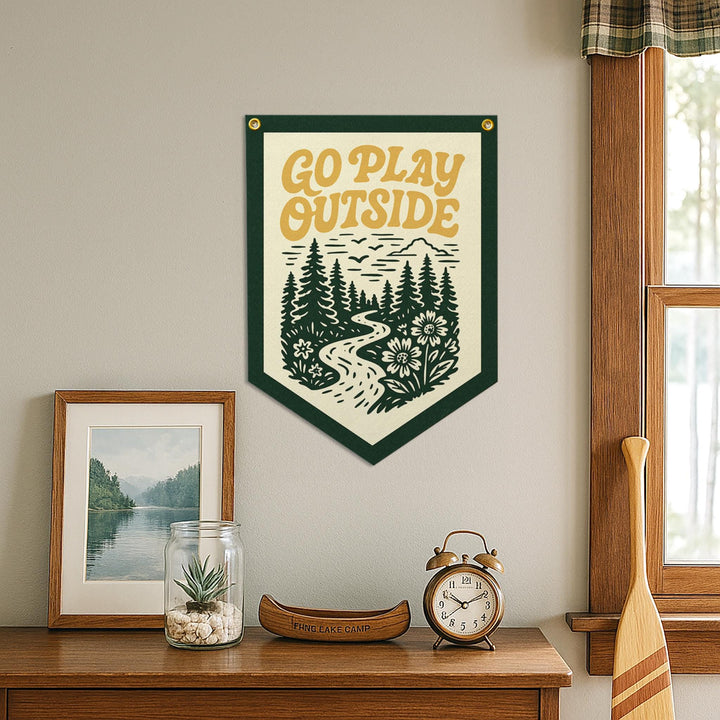 Go Play Outside Felt Camp Flag