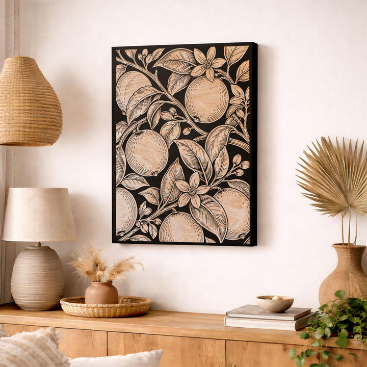 Lemon Branch Engraved Birch Art Panel